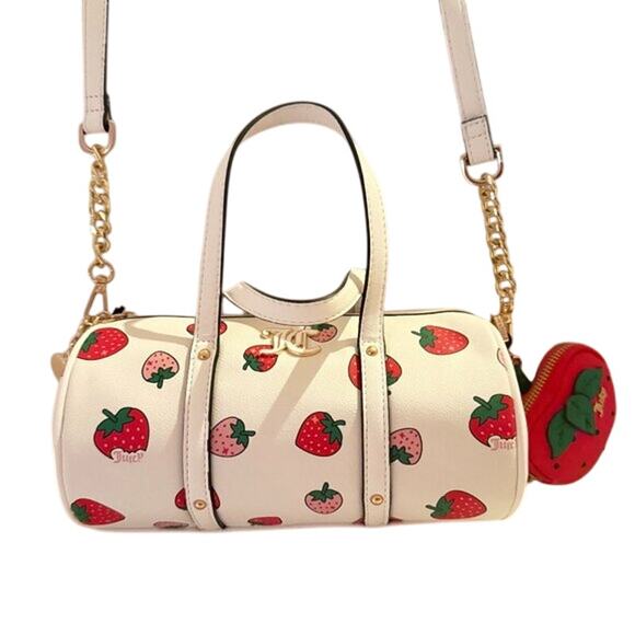 Juicy Couture Sweet N Juicy Mini Barrel Bag Crossbody Strawberry Coin Pouch--NWT - Picture 1 of 7
